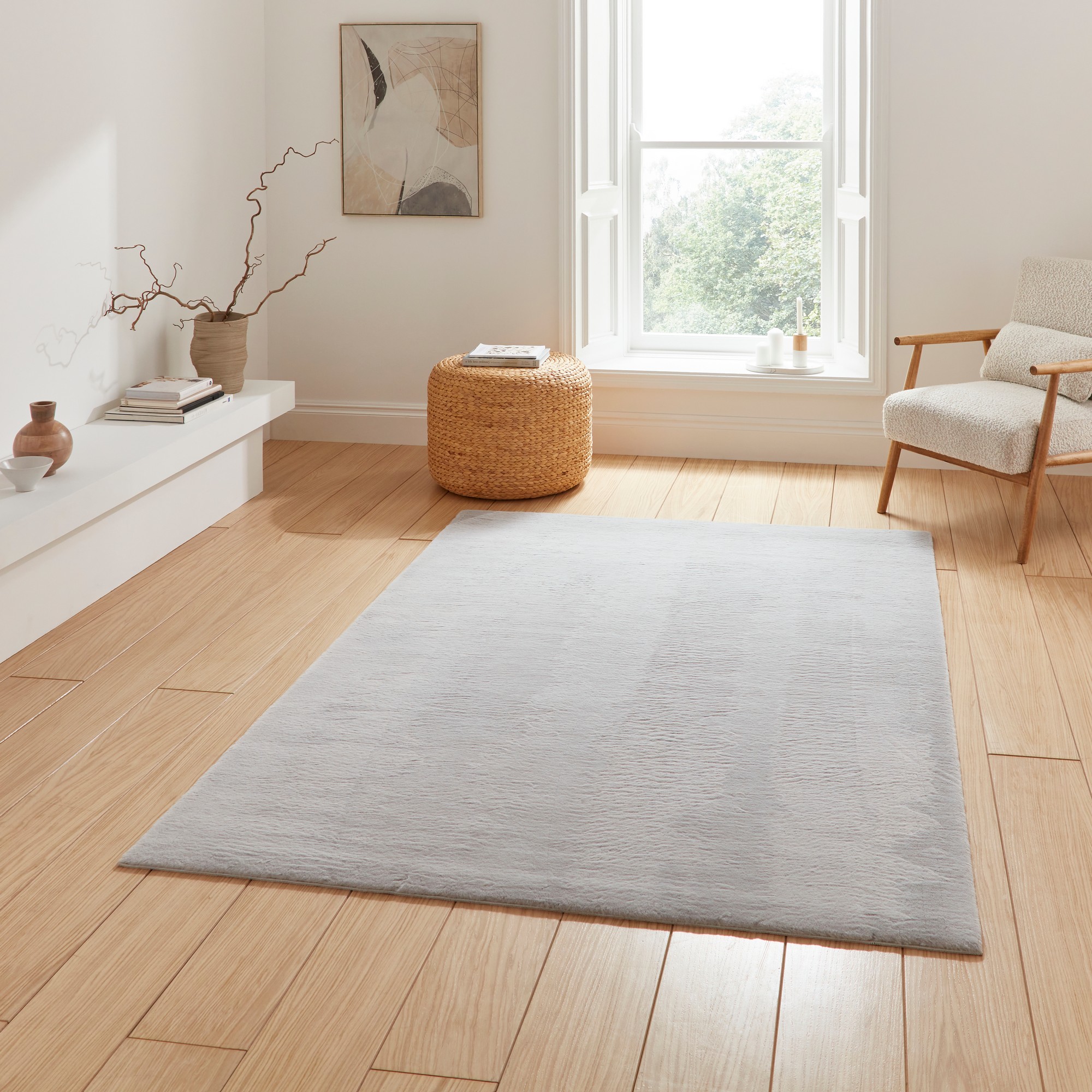 Snug Rug Modern Plain Soft Rugs In Light Grey